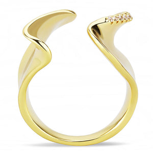 3W1475 Gold Brass Ring with AAA Grade CZ in Clear