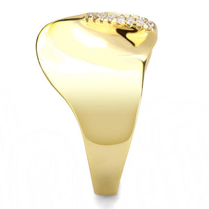 3W1475 Gold Brass Ring with AAA Grade CZ in Clear