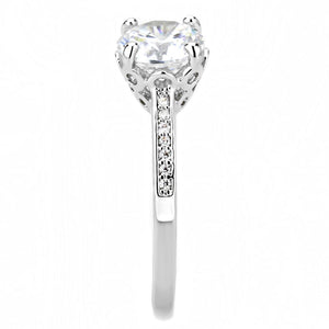 3W1507 Rhodium Brass Ring with AAA Grade CZ in Clear