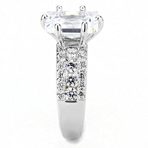 3W1532 Rhodium Brass Ring with AAA Grade CZ in Clear