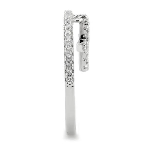 3W1578 Rhodium Brass Ring with AAA Grade CZ in Clear