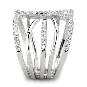 3W1580 Rhodium Brass Ring with AAA Grade CZ in Clear