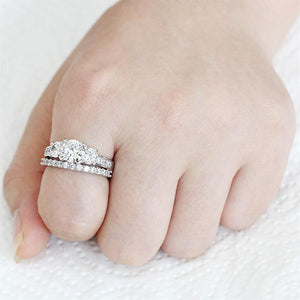 3W1588 Rhodium Brass Ring with AAA Grade CZ in Clear
