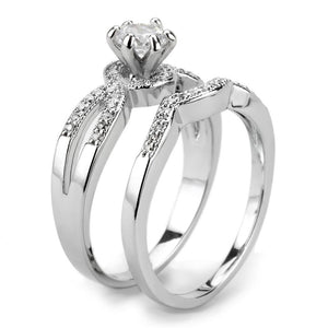 3W1592 Rhodium Brass Ring with AAA Grade CZ in Clear