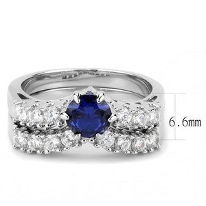 3W1596 Rhodium Brass Ring with AAA Grade CZ in London Blue