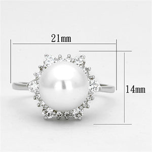 3W477 Rhodium Brass Ring with Synthetic in White