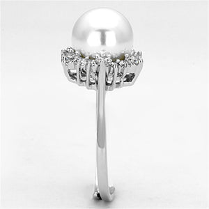 3W477 Rhodium Brass Ring with Synthetic in White