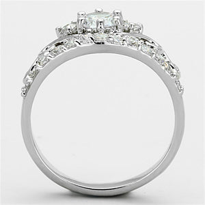 3W483 Rhodium Brass Ring with Top Grade Crystal in Clear