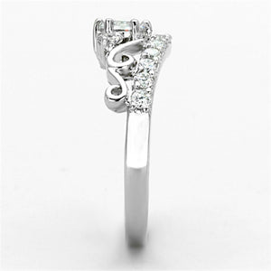 3W483 Rhodium Brass Ring with Top Grade Crystal in Clear