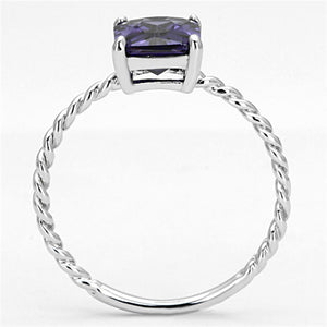 3W498 Rhodium Brass Ring with AAA Grade CZ in Amethyst