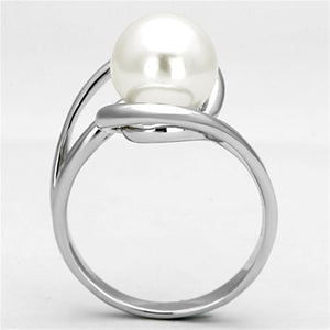 3W512 Rhodium Brass Ring with Synthetic in White