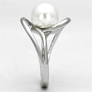 3W512 Rhodium Brass Ring with Synthetic in White