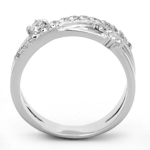 3W565 Rhodium Brass Ring with AAA Grade CZ in Clear