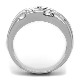 3W581 Rhodium Brass Ring with Top Grade Crystal in Clear