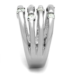 3W581 Rhodium Brass Ring with Top Grade Crystal in Clear