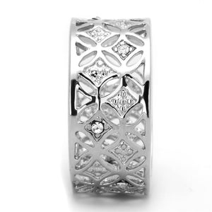3W590 Rhodium Brass Ring with Top Grade Crystal in Clear