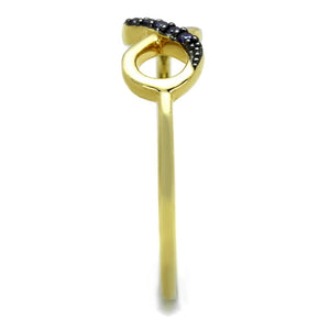 3W727 Gold+Ruthenium Brass Ring with AAA Grade CZ in Tanzanite