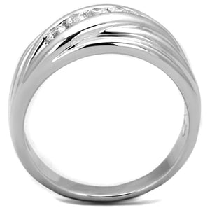 3W830 Rhodium Brass Ring with AAA Grade CZ in Clear