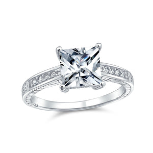 3CT Princess Cut Solitaire AAA CZ Engagement Ring 925 Sterling Silver - Joyeria Lady