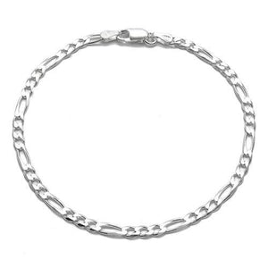 Classic Sterling Silver Figaro Chain Bracelet in 3mm (Gauge 080) width. Available in 7" and 8" Lengths. - Joyeria Lady