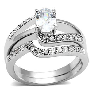 3W022 Rhodium Brass Ring with AAA Grade CZ in Clear - Joyeria Lady