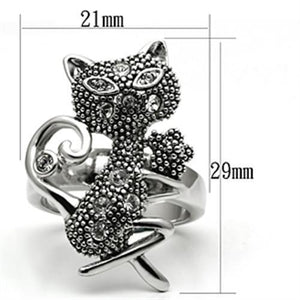 3W036 Rhodium Brass Ring with Top Grade Crystal in Clear