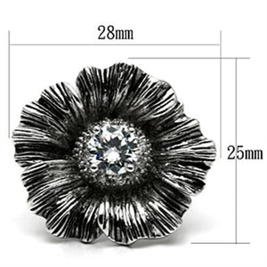 3W060 Rhodium Brass Ring with AAA Grade CZ in Clear