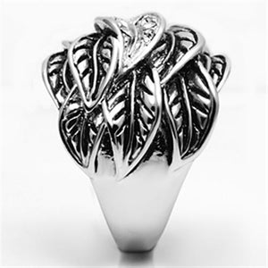 3W063 Rhodium Brass Ring with Top Grade Crystal in Clear
