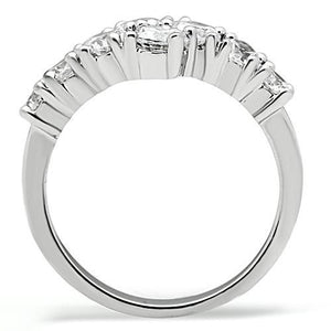 3W132 Rhodium Brass Ring with AAA Grade CZ in Clear