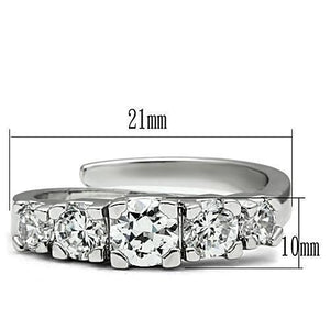 3W134 Rhodium Brass Ring with AAA Grade CZ in Clear