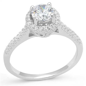 3W1386 - Rhodium 925 Sterling Silver Ring with AAA Grade CZ  in Clear - Joyeria Lady