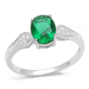 3W1387 - Rhodium 925 Sterling Silver Ring with Synthetic Synthetic Glass in Blue Zircon - Joyeria Lady