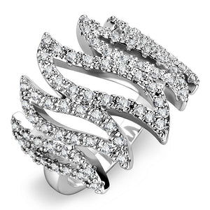 3W1467 Rhodium Brass Ring with AAA Grade CZ in Clear - Joyeria Lady