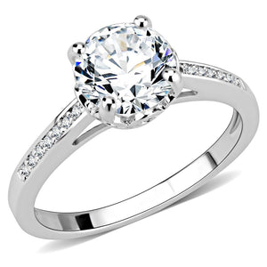 3W1507 Rhodium Brass Ring with AAA Grade CZ in Clear - Joyeria Lady