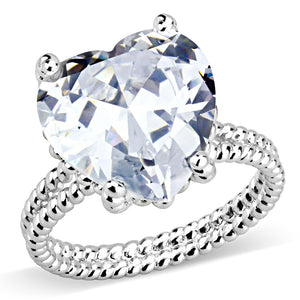 3W1536 Rhodium Brass Ring with AAA Grade CZ in Clear - Joyeria Lady