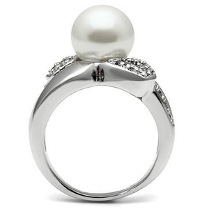 3W182 Rhodium Brass Ring with Synthetic in White