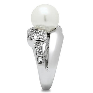 3W182 Rhodium Brass Ring with Synthetic in White