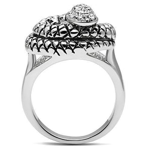 3W183 Rhodium Brass Ring with Top Grade Crystal in Clear