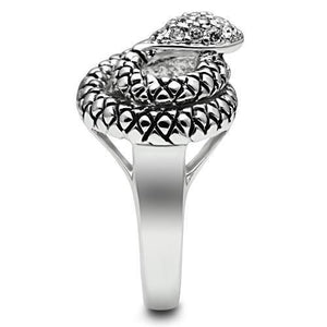 3W183 Rhodium Brass Ring with Top Grade Crystal in Clear