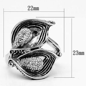 3W185 Rhodium Brass Ring with AAA Grade CZ in Clear