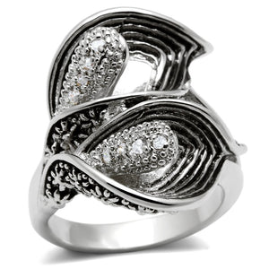 3W185 Rhodium Brass Ring with AAA Grade CZ in Clear - Joyeria Lady