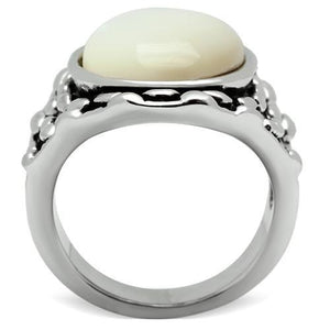 3W186 Rhodium Brass Ring with Precious Stone in White