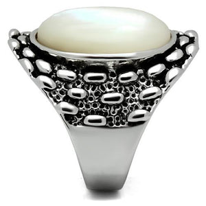 3W186 Rhodium Brass Ring with Precious Stone in White