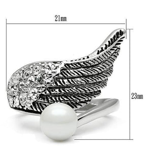 3W191 Rhodium Brass Ring with Synthetic in White
