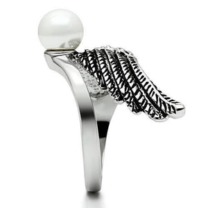 3W191 Rhodium Brass Ring with Synthetic in White