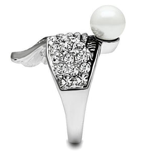 3W191 Rhodium Brass Ring with Synthetic in White