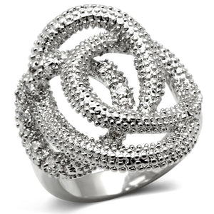 3W196 Rhodium Brass Ring with AAA Grade CZ in Clear - Joyeria Lady