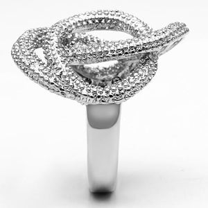 3W196 Rhodium Brass Ring with AAA Grade CZ in Clear