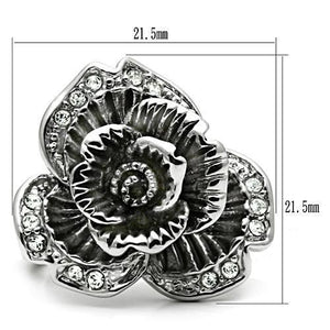 3W198 Rhodium Brass Ring with Top Grade Crystal in Clear