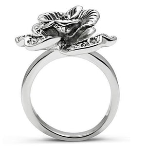 3W198 Rhodium Brass Ring with Top Grade Crystal in Clear